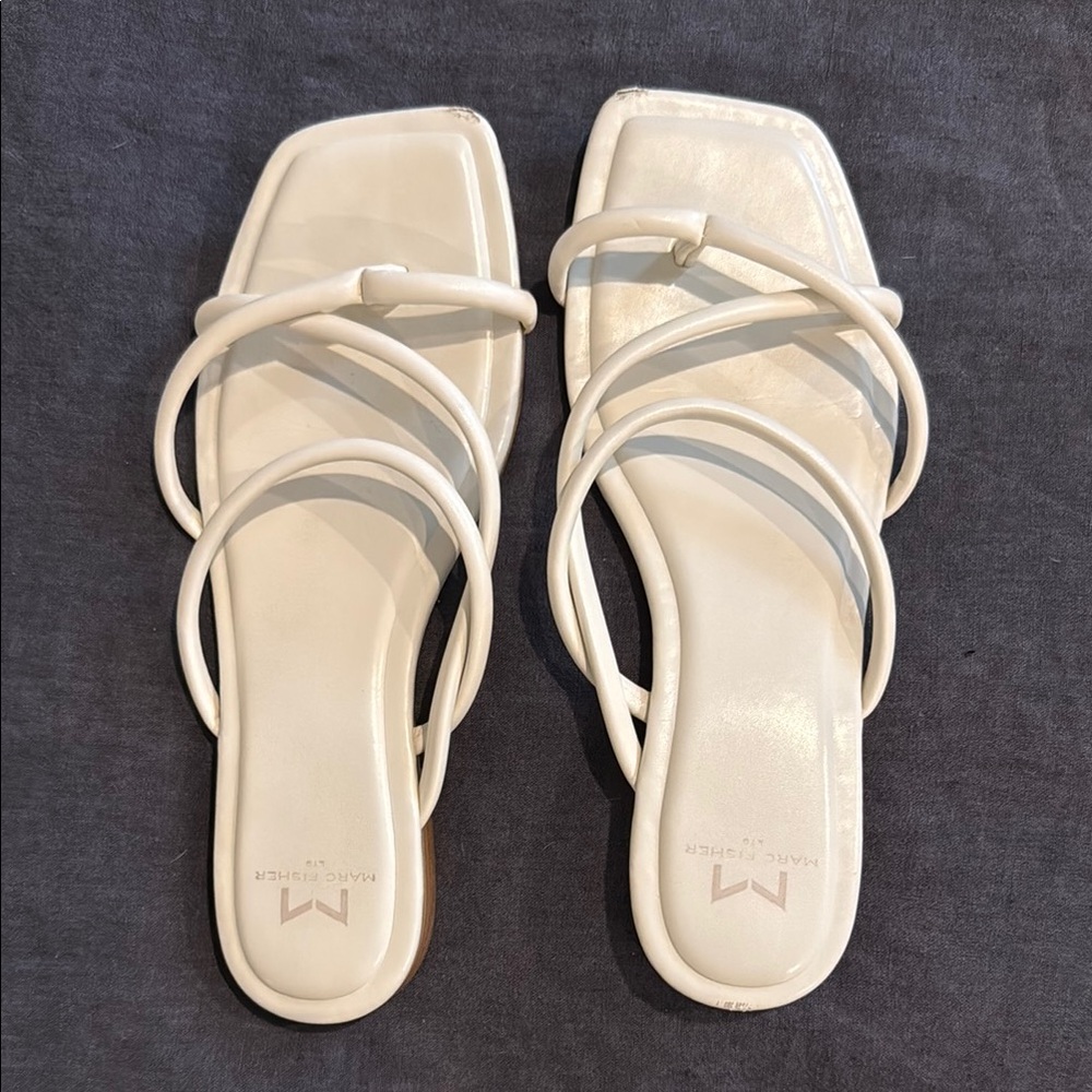 Marc Fisher Cream Strappy Sandals